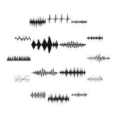 Poster - Sound wave icons set, simple style