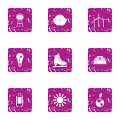 Poster - Cohesion icons set, grunge style