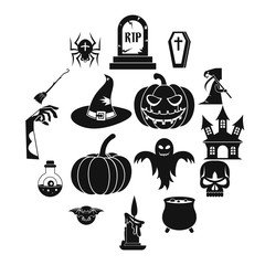 Poster - Halloween icons set, simple style