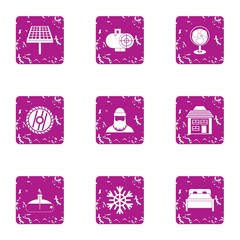 Poster - Forest enterprise icons set, grunge style