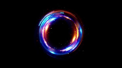 Wall Mural - abstract neon background. luminous swirling. glowing spiral cover. black elegant. halo around. power