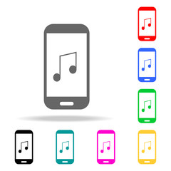 Poster - music on your smartphone icons. Elements of human web colored icons. Premium quality graphic design icon. Simple icon for websites, web design, mobile app, info graphics