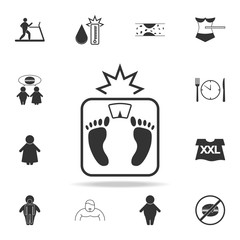 Sticker - breaking scales from gravity  icon. Detailed set of obesity icons. Premium graphic design. One of the collection icons for websites, web design, mobile app