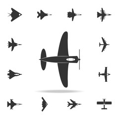 Sticker - Vintage airplane icon. Detailed set of army plane icons. Premium graphic design. One of the collection icons for websites, web design, mobile app