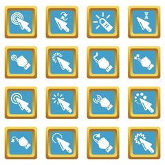 Poster - Hand click icons set sapphirine square vector