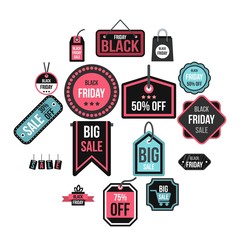 Poster - Black Friday icons set, flat style