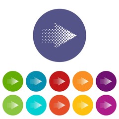 Poster - Halftone rigth arrow icon, simple style