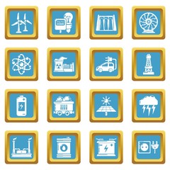 Wall Mural - Energy sources icons set sapphirine square vector
