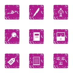 Poster - Seo android icons set, grunge style