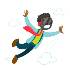 Wall Mural - A black man in virtual reality headset flying in the air