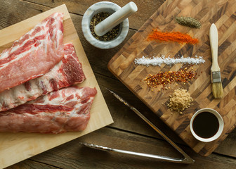 Raw Ribs with seasoning