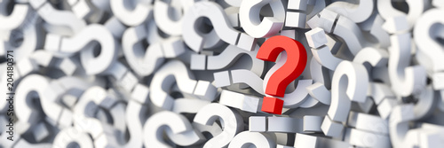 Fotomural Red question mark on a background of white signs. 3D Rendering