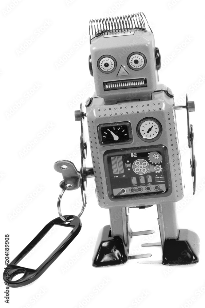 Jouet mécanique de collection en métal : robot mécanique en métal, tôle et fer blanc - Référence de