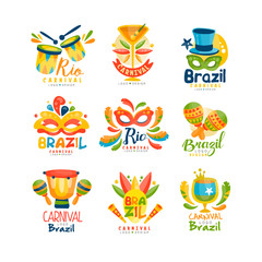 Canvas Print - Brazilian Carnival logo design set, bright fest.ive party banners vector Illustration on a white background