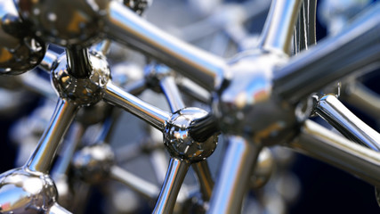 Wall Mural - 3d illustration of iron molecule made of stainless steel