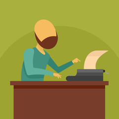 Poster - Man at typewriter icon. Flat illustration of man at typewriter vector icon for web design