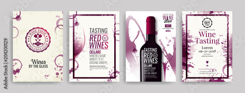 Fotomural Collection of templates with wine designs