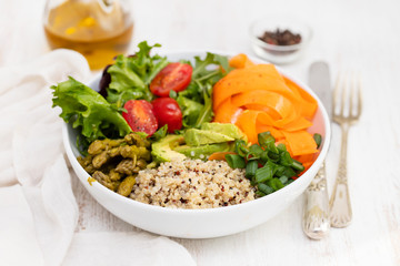 Sticker - vegetables bowl on white background