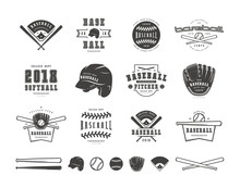 Emblems And Badges Set Of Baseball Team