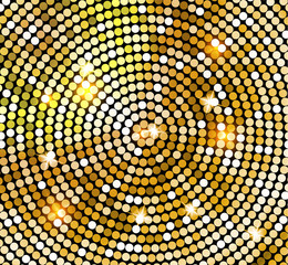 Wall Mural - golden shiny mosaic in disco ball style. vector gold disco lights background. abstract background.
