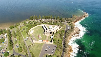 Wall Mural - Trial Bay gaol from above landing down looking over roofless ruins of old fortress at the shores of scenic bay.
