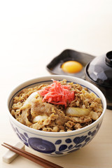 Sticker - 牛丼　Gyudon. Japanese food beef bowl.