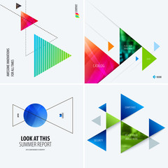 Poster - Set of modern design abstract templates. Creative business background with colourful triangles for promotion, banner, brand printing, party, celebration, night club