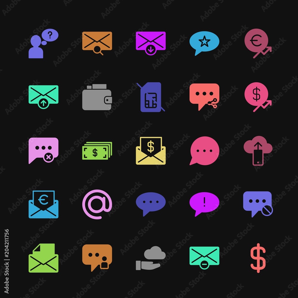 Modern Simple Colorful Set of money, cloud and networking, chat and ...