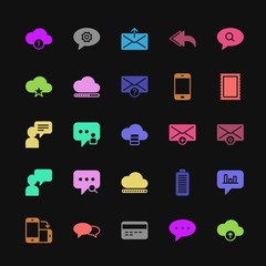 Poster - Modern Simple Colorful Set of money, cloud and networking, chat and messenger, mobile, email Vector fill Icons. Contains such Icons as  and more on dark background. Fully Editable. Pixel Perfect