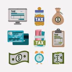 Canvas Print - tax time set icons vector illustration design