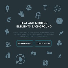  health, science, nature fill vector icons and elements background concept on dark background.Multipurpose use on websites, presentations, brochures and more
