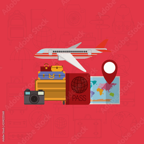 Fotografie, Tablou travel around the world set icons vector illustration design