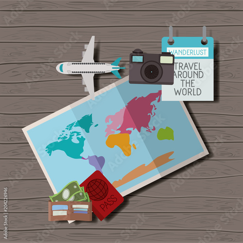 Fotografie, Tablou travel around the world set icons vector illustration design