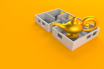 Poster - Magic lamp inside house plan