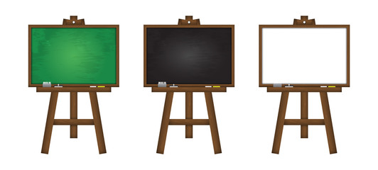 Set of realistic vector blackboard , greenboard and whiteboard