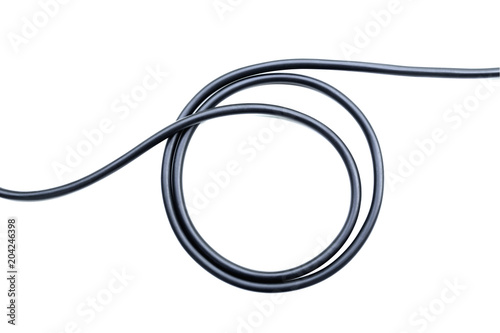 Fotomural black wire electrical cable isolate on white background.