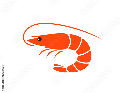 Cuadros en Lienzo Shrimp logo. Isolated shrimp on white background