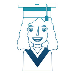 Wall Mural - young woman with graduation hat avatar character vector illustration design