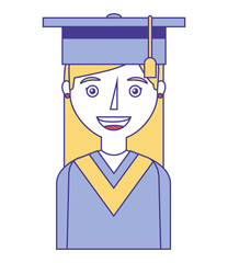 Wall Mural - portrait graduate woman student character vector illustration