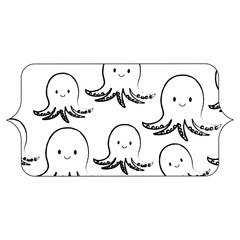 Sticker - banner with cute octopus pattern over white background, vector illustration