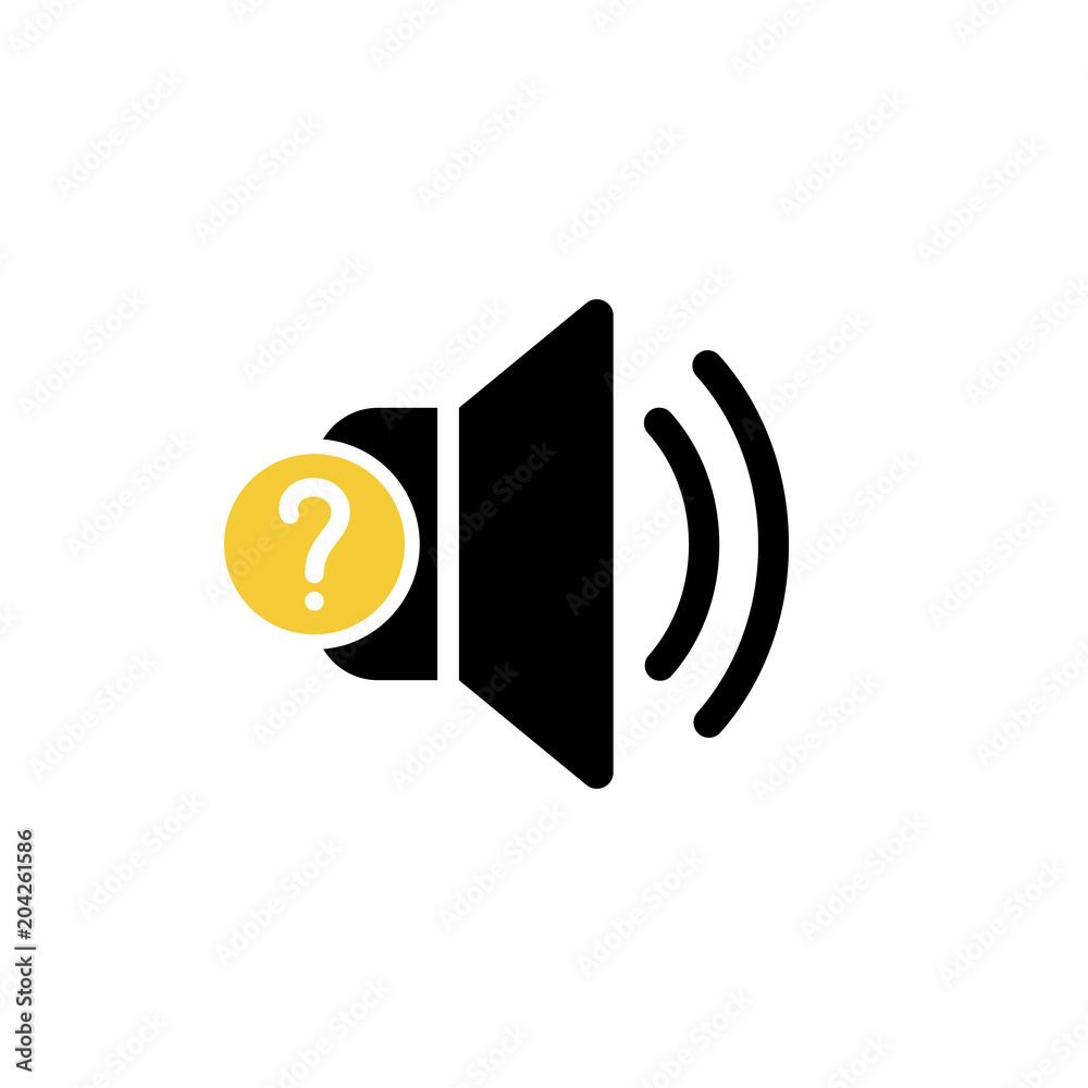 Sound Question Mark Speaker icon with question mark. Speaker icon and help, how to, info ...