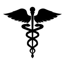 Caduceus Health Symbol Asclepius's Wand Icon Black Color Illustration Flat Style Simple Image