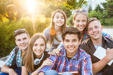 students in park