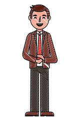 Poster - standing man character in formal clothes vector illustration drawing