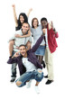 © ASDF - Group of five different young people - Isolated over white backg