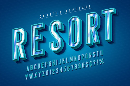 Good vibes retro typeface. 3d display font, placard typography