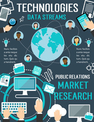 Poster - Technologies data streams vector digital poster