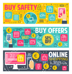 Fototapete - Safety buy vector banners for online shopping