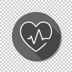 Poster - Heart and pulse line. One line style. Linear icon with thin outl