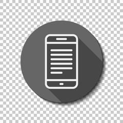 Poster - Mobile phone with text on screen. Simple linear icon with thin o